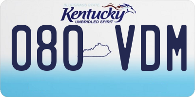KY license plate 080VDM