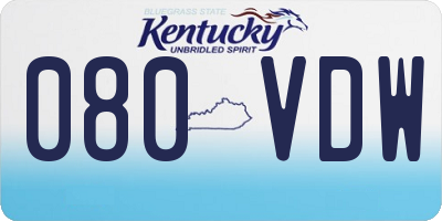 KY license plate 080VDW