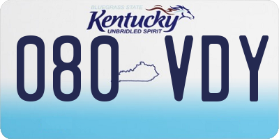 KY license plate 080VDY