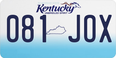 KY license plate 081JOX