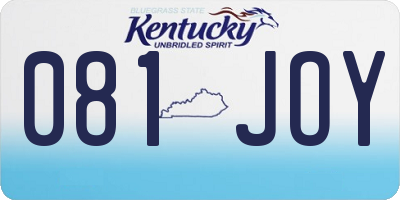 KY license plate 081JOY