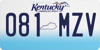 KY license plate 081MZV