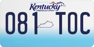 KY license plate 081TOC