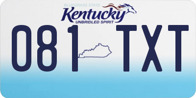 KY license plate 081TXT