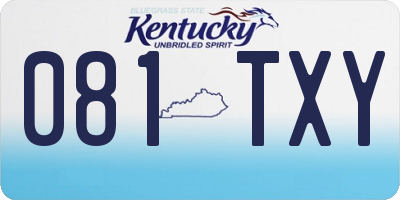 KY license plate 081TXY