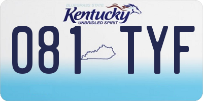 KY license plate 081TYF