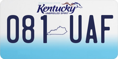 KY license plate 081UAF