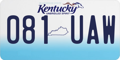 KY license plate 081UAW
