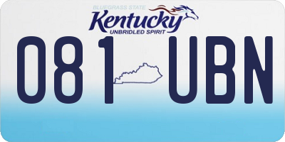 KY license plate 081UBN