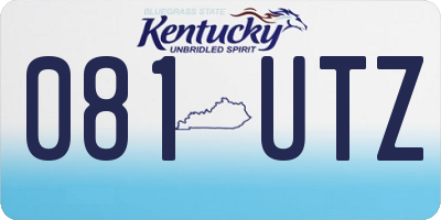 KY license plate 081UTZ