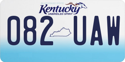 KY license plate 082UAW