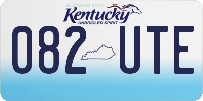 KY license plate 082UTE