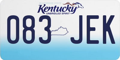 KY license plate 083JEK