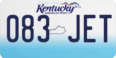 KY license plate 083JET