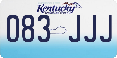 KY license plate 083JJJ
