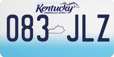 KY license plate 083JLZ