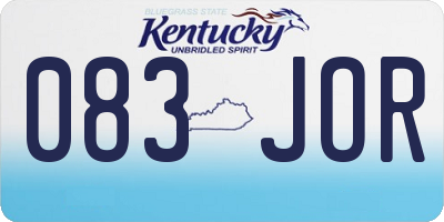 KY license plate 083JOR