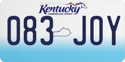 KY license plate 083JOY