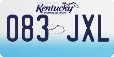 KY license plate 083JXL