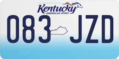 KY license plate 083JZD
