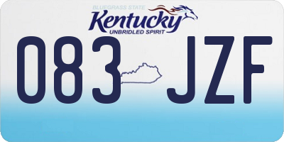 KY license plate 083JZF