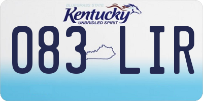 KY license plate 083LIR