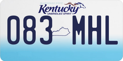 KY license plate 083MHL