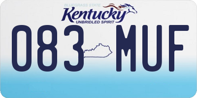 KY license plate 083MUF