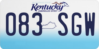 KY license plate 083SGW