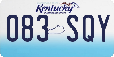 KY license plate 083SQY