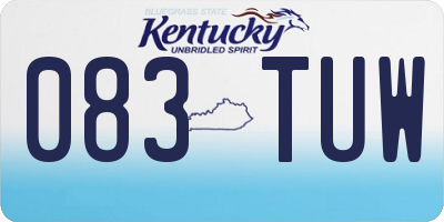 KY license plate 083TUW