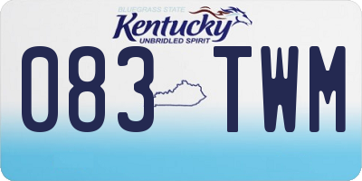 KY license plate 083TWM