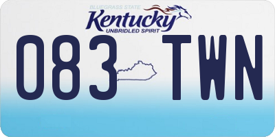 KY license plate 083TWN