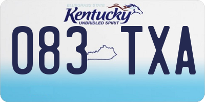 KY license plate 083TXA