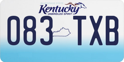 KY license plate 083TXB