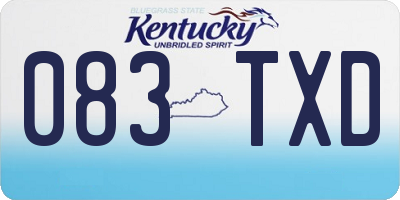 KY license plate 083TXD