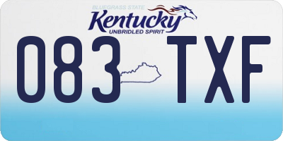 KY license plate 083TXF