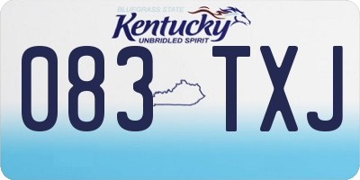 KY license plate 083TXJ