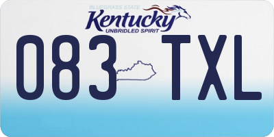 KY license plate 083TXL