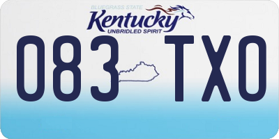 KY license plate 083TXO