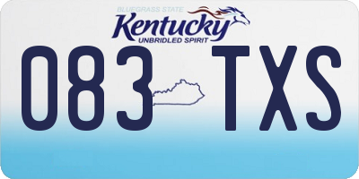 KY license plate 083TXS