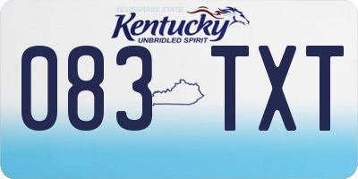 KY license plate 083TXT