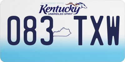 KY license plate 083TXW