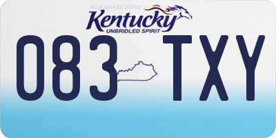 KY license plate 083TXY