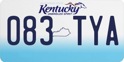 KY license plate 083TYA