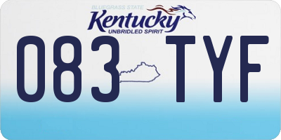 KY license plate 083TYF