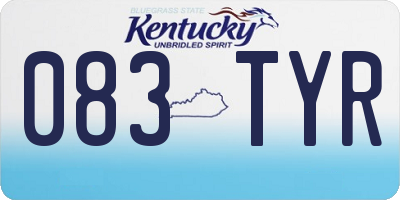 KY license plate 083TYR