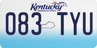 KY license plate 083TYU