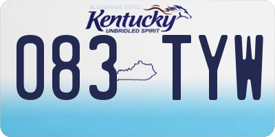 KY license plate 083TYW