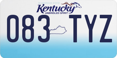 KY license plate 083TYZ